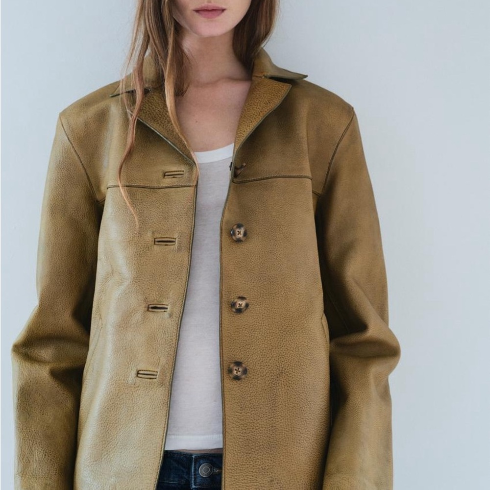 Zara 100% Leather Jacket Structured Tailored Design